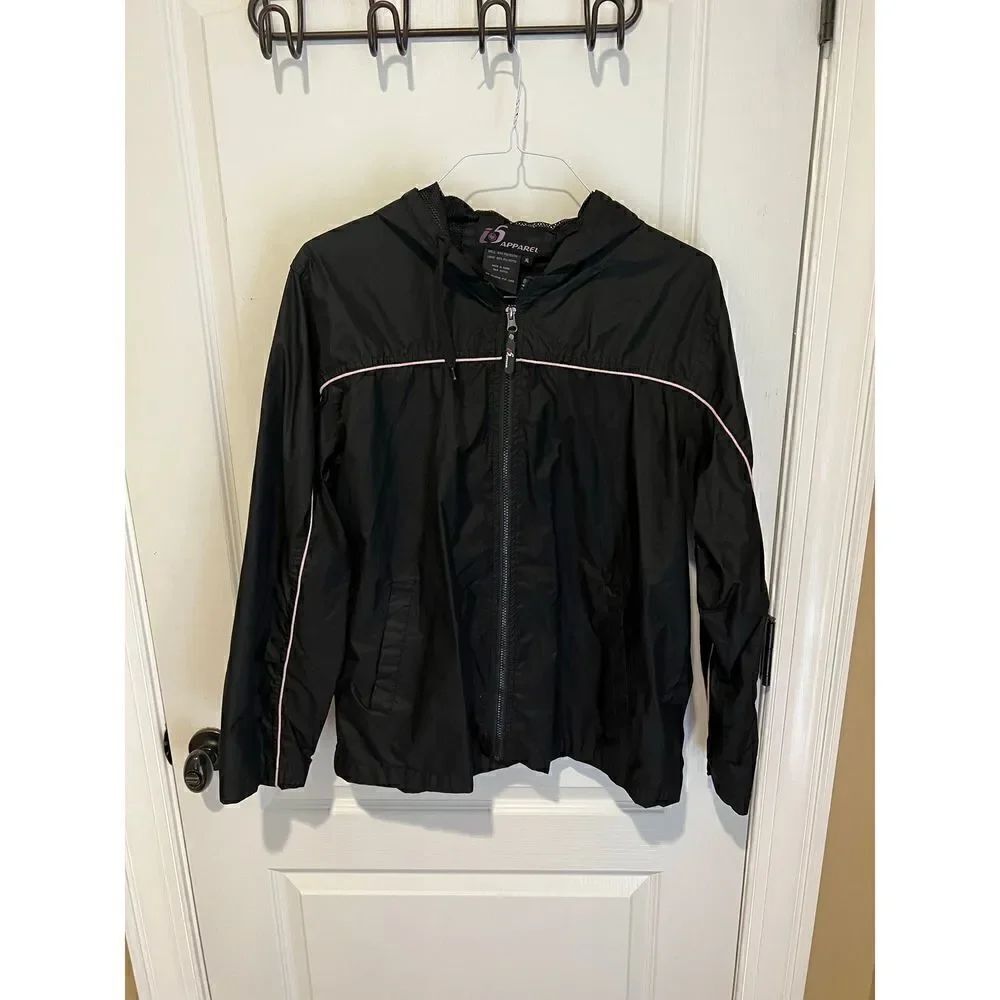 IS Apparel Black Windbreaker with purple trim